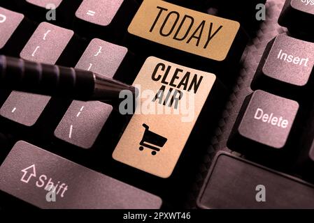 Handgeschriebener Text Clean Air, Business Approach Air ohne schädliche Verschmutzungen und Chemikalien Stockfoto