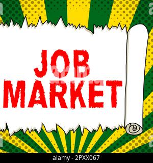 Handschrift Text Job Market, konzeptionelle Fotogruppe von Personen, die eine Beschäftigung in einer Volkswirtschaft suchen Stockfoto