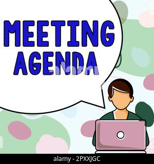 Textschild mit Meeting Agenda, Business Showcase eine Agenda legt klare Erwartungen für die Anforderungen an ein Meeting fest Stockfoto