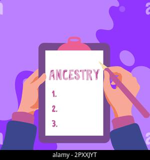 Text, der Inspiration in der Antike zeigt, ein Wort, das über die Geschichte oder den Entwicklungsprozess eines Phänomenobjekts oder -Stils geschrieben wurde Stockfoto