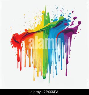 Flecken, Farbflecken auf weißem Hintergrund, mehrfarbige Farben, Regenbogen – Vektordarstellung Stockfoto
