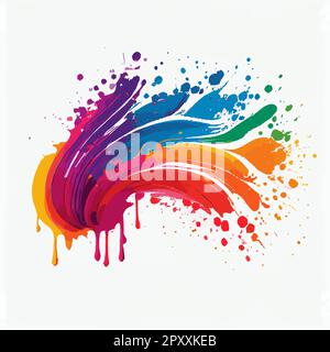 Flecken, Farbflecken auf weißem Hintergrund, mehrfarbige Farben, Regenbogen – Vektordarstellung Stockfoto