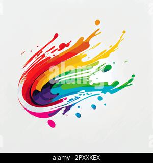 Flecken, Farbflecken auf weißem Hintergrund, mehrfarbige Farben, Regenbogen – Vektordarstellung Stockfoto