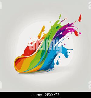 Flecken, Farbflecken auf weißem Hintergrund, mehrfarbige Farben, Regenbogen – Vektordarstellung Stockfoto