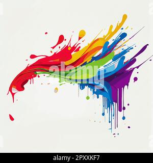 Flecken, Farbflecken auf weißem Hintergrund, mehrfarbige Farben, Regenbogen – Vektordarstellung Stockfoto