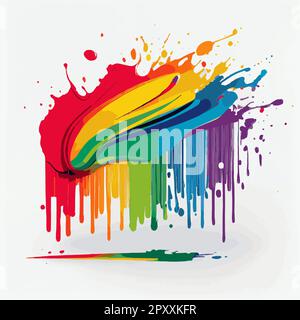 Flecken, Farbflecken auf weißem Hintergrund, mehrfarbige Farben, Regenbogen – Vektordarstellung Stockfoto