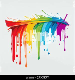 Flecken, Farbflecken auf weißem Hintergrund, mehrfarbige Farben, Regenbogen – Vektordarstellung Stockfoto