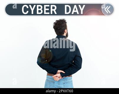 Schild mit dem „Cyber Day, Business Approach Marketing Term“ für den Montag nach dem Thanksgiving in den USA Stockfoto