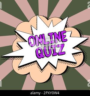 Handschriftentext Online-Quiz, Business Showcase-Spiel oder ein Mind Sport, die im Internet veröffentlicht werden Stockfoto