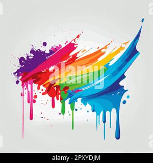 Flecken, Farbflecken auf weißem Hintergrund, mehrfarbige Farben, Regenbogen – Vektordarstellung Stockfoto