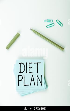 Textsymbol zeigt Diät-Plan, Geschäftsidee Verwendung der spezifischen Aufnahme von Nahrung aus Gründen des Gesundheitsmanagements Stockfoto