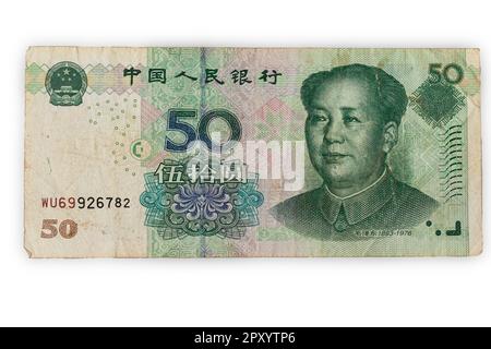Der Vorsitzende Mao Zedong (Mao Tse-Tung). Porträt von China 50 Yuan 2005 Banknoten. Stockfoto