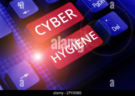 Schreiben Text Cyber Hygiene, Business Idea Schritte, die Computerbenutzer Unternehmen, um ihre Cyber-Sicherheit zu verbessern Stockfoto