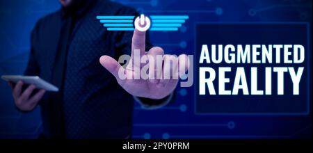 Schild mit Augmented Reality, Business Overview Technologie, die Computerbilder in der realen Welt aufzwingt Stockfoto