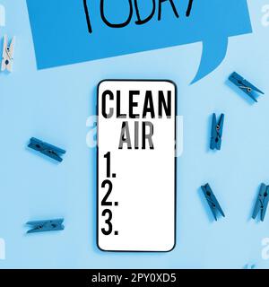 Handgeschriebener Text Clean Air, Business Concept Air ohne schädliche Verschmutzungen und Chemikalien Stockfoto