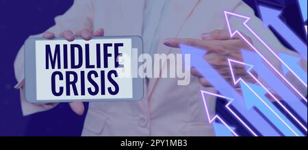 Inspiration mit Zeichen der Midlife Crisis, Konzeptfoto Software Development Technique Decomposing a Application Stockfoto
