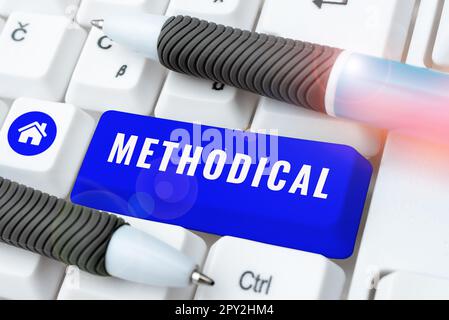 Textüberschrift mit methodischem Methodensystem für den Geschäftsansatz, das in einer Studie oder zu befolgenden Aktivitätsschritten verwendet wird Stockfoto