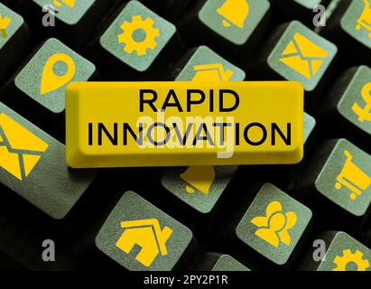 Textunterschrift mit Rapid Innovation, Wort, das auf einer Website geschrieben wird, die Suchmaschinenalgorithmen verwendet Stockfoto