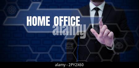 Textzeichen mit Home Office, Wort für Platz, der im Wohnsitz einer Person für offizielle Geschäfte angegeben ist Stockfoto