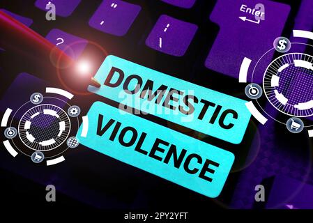 Begrifflicher Titel häusliche Gewalt, Begriff, der gewalttätiges oder missbräuchliches Verhalten eines Familienmitglieds oder Haushaltsmitglieds bedeutet Stockfoto