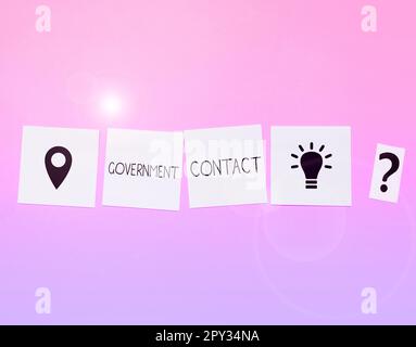 Das Schild zeigt die Schuldverschreibung „Government Contact, Business Idea“, die von einer Regierung zur Unterstützung der Ausgaben ausgegeben wurde Stockfoto