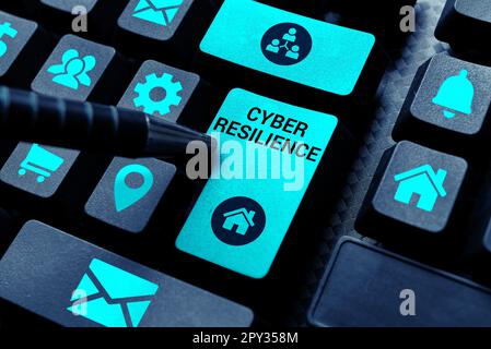 Konzeptionelle Überschrift Cyber Resilience, Word für ein Maß, wie gut ein Unternehmen einen Cyberangriff managen kann Stockfoto