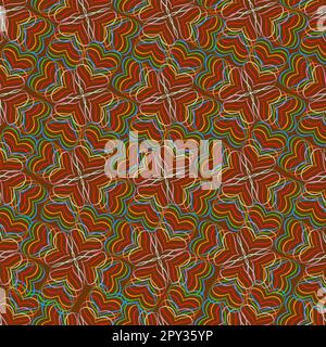 Nahtloses Herzmuster mehrfarbig auf braunem Hintergrund Stockfoto