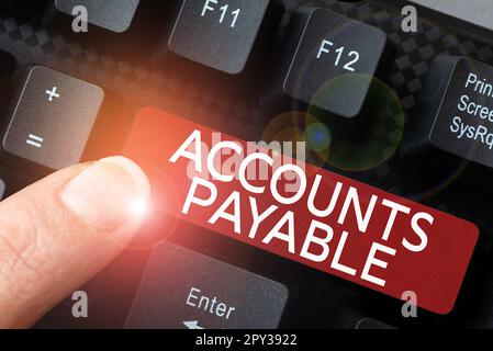 Unterschrift, in der die Verbindlichkeiten des Unternehmens gegenüber seinen Lieferanten als Verbindlichkeit angezeigt werden Stockfoto