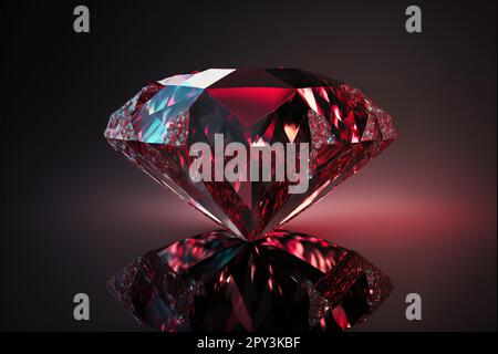 Dunkle Reflexion von Rubingemisch Diamond auf verlaufendem Hintergrund-3D-Rendering. Stockfoto