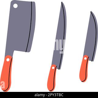 Symbol für Messersatz. Küchenutensilien Silhouette. Vektordarstellung. Stock Vektor