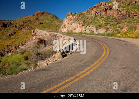 Route 66, Route 66 Historic Back Country Byway, Arizona Stockfoto