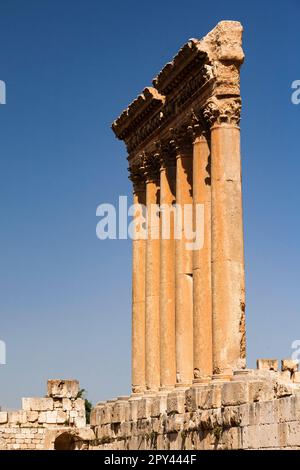 Baalbek, Tempel des Jupiter, größter römischer Tempel, kolossale Säulen, Bekaa-Tal, Baalbek, Gouvernement Baalbek-Hermel, Libanon, naher Osten, Asien Stockfoto