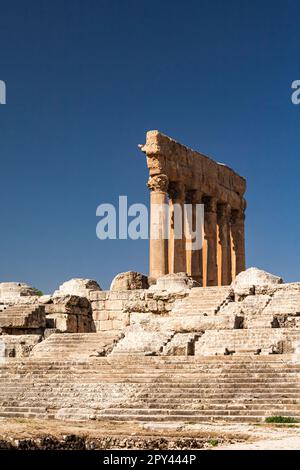 Baalbek, Tempel des Jupiter, größter römischer Tempel, kolossale Säulen, Bekaa-Tal, Baalbek, Gouvernement Baalbek-Hermel, Libanon, naher Osten, Asien Stockfoto