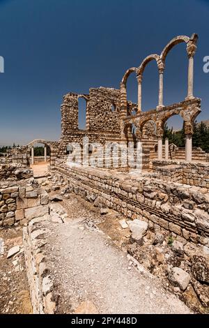 Anjar, die alte Stadt Umayyad, Caliph Walid I., 8. Jahrhundert, Bekaa-Tal, Baalbek, Gouvernement Baalbek-Hermel, Libanon, naher Osten, Asien Stockfoto