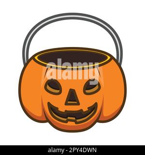 Jack O Lantern Eimer. Vektordarstellung Des Halloween-Symbols Stock Vektor