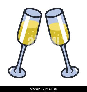 Muttertag Mit Champagner Feiern. Vektordarstellung Des Symbols Zum Muttertag Stock Vektor