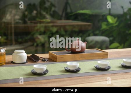 Tee für traditionelle chinesische Teezeremonie. Stockfoto