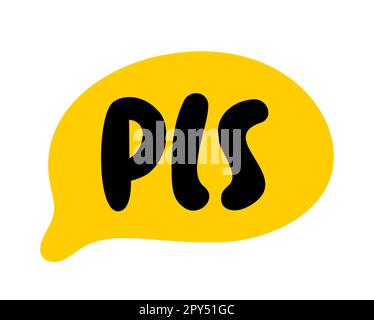 PLS-Sprechblase. Bitte senden Sie eine SMS. Das Wort wird benutzt, um eine Bitte höflicher zu machen. Wird zum Hinzufügen von Kraft zu Anforderung oder Anforderung verwendet. Zitat von PLS. Doodle Phrase. Vector illu Stock Vektor