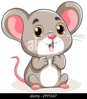 Niedliche kleine Maus mit großen Ohren Cartoon-Figur Stock Vektor