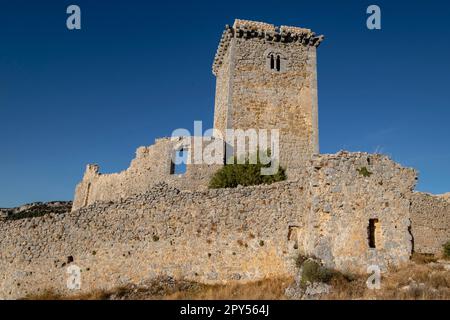 Castillo de Ucero, perteneció a la Orden del Temple, Siglos XIII y XIV, Soria, Comunidad Autónoma de Castilla, Spanien, Europa Stockfoto