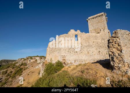 Castillo de Ucero, perteneció a la Orden del Temple, Siglos XIII y XIV, Soria, Comunidad Autónoma de Castilla, Spanien, Europa Stockfoto