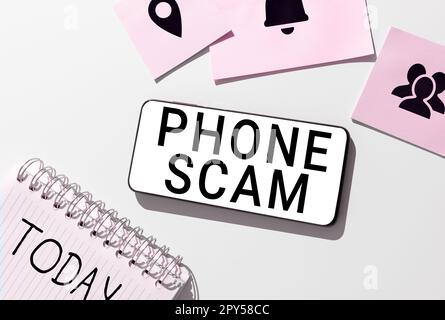 Inspiration für Telefonbetrug. Geschäftsansatz für unerwünschte Anrufe, um Produkte oder Dienstleistungen zu bewerben Telesales Stockfoto