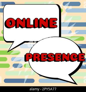 Text wird geschrieben Online-Präsenz wird angezeigt. Internet-Konzept Existenz einer Person, die über eine Online-Suche gefunden werden kann Stockfoto
