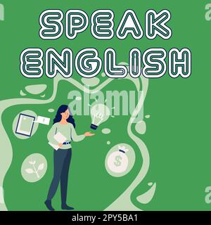 Handschriftentext sprechen Englisch. Konzeptfoto Lernen Sie eine andere Fremdsprache Online-Verbal-Kurse Stockfoto