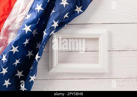 Über der Flagge des US-Amerikaners mit Bilderrahmen Stockfoto