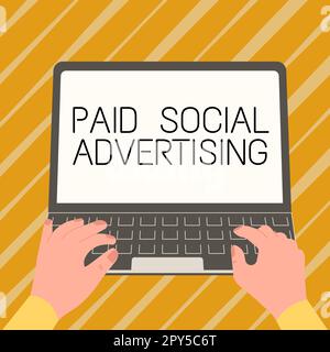 Kostenpflichtige Werbung in sozialen Medien. Geschäftskonzept Zahlungsmethode für Werbung über die Internet-Suchmaschinen Stockfoto