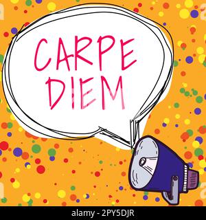 Text wird angezeigt Carpe Diem. Business Idea Public Festival, bei dem Menschen Musik und Tanz spielen Stockfoto