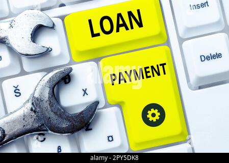 Konzeptionelle Anzeige der Darlehenszahlung. Geschäftskonzept etwas Leihgabe oder Einrichtung unter der Bedingung, dass es zurückgegeben wird Stockfoto