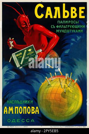 Salve-Filter-Zigaretten von Leonetto Cappiello (1875-1942). Poster wurde 1912 in Russland veröffentlicht. Stockfoto