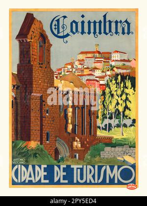 Coimbra. Cidade de turismo von António Vitorino (1891-1972). Poster wurde 1935 in Portugal veröffentlicht. Stockfoto